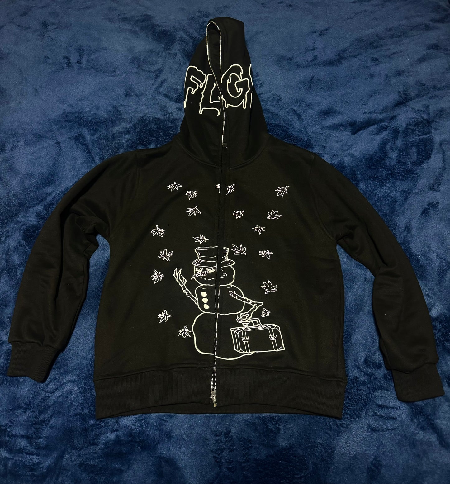 Buisness snowman full zip up hoodie